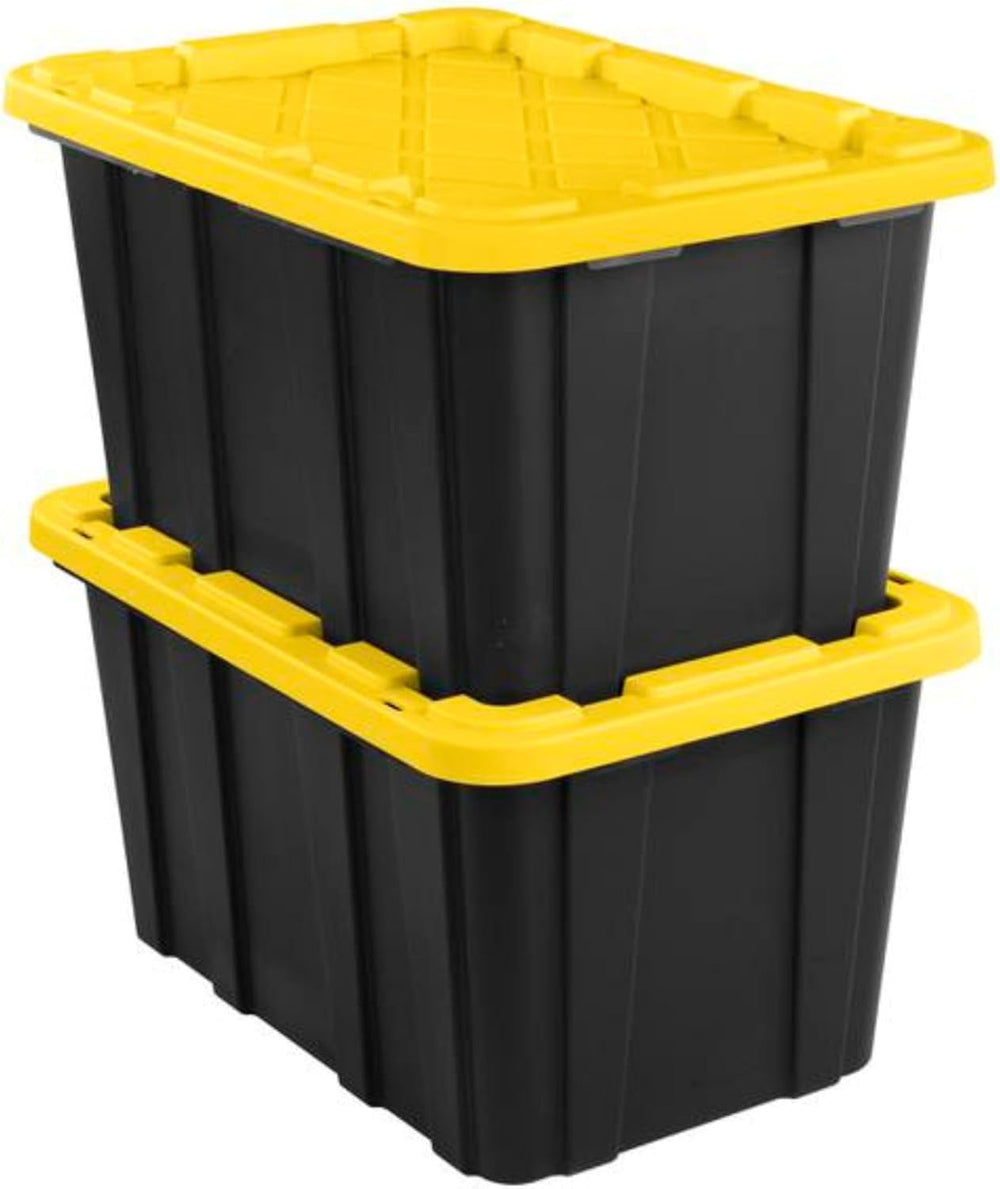 Sterilite Industrial Storage Tote with Lids for Garage, 27 Gallon, 8-Pack