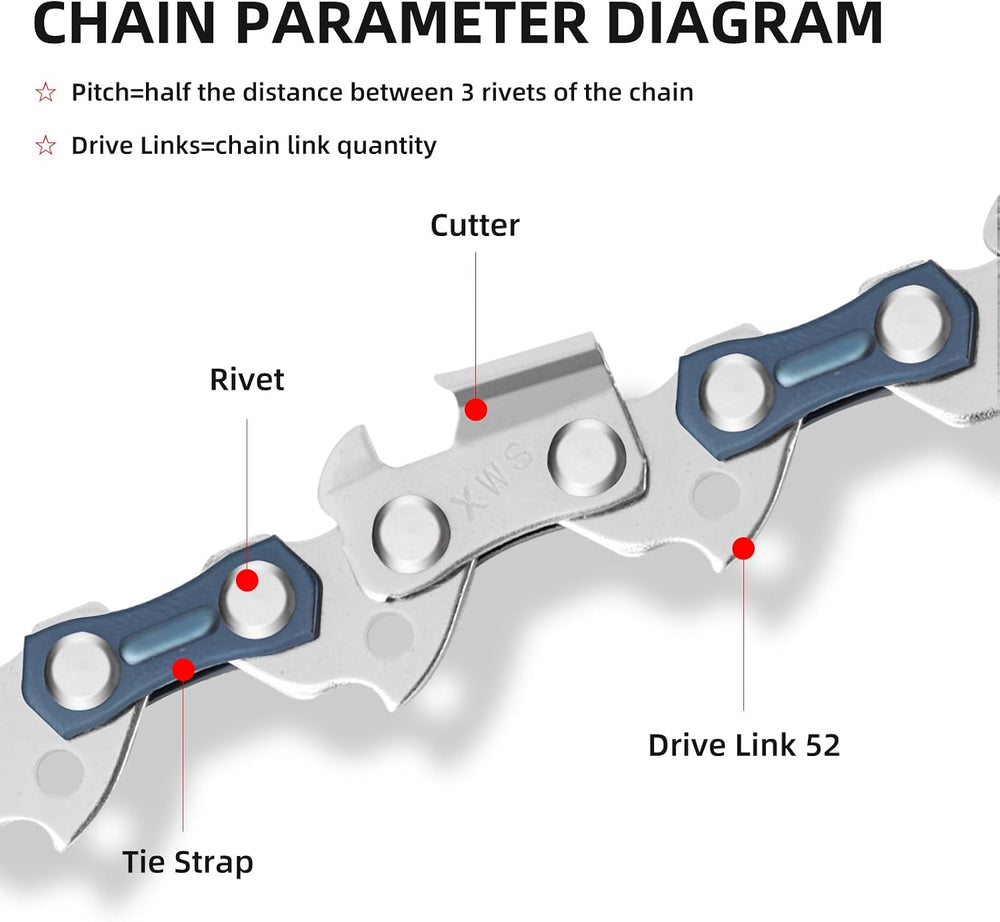 5 Pack 18 Inch Chainsaw Chain 68 Drive Links .063" Gauge, .325" Pit...