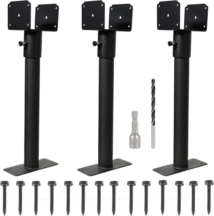 3 Packs Roof Riser Brackets 3.6" Adjustable Saddle Roof Riser 16.5" High Galvanized Steel Pergola Bracket