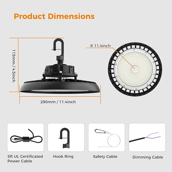 High Bay Lights LED UFO Light 240W LED Shop Lights 6000K IP65 Commercial Bay ...