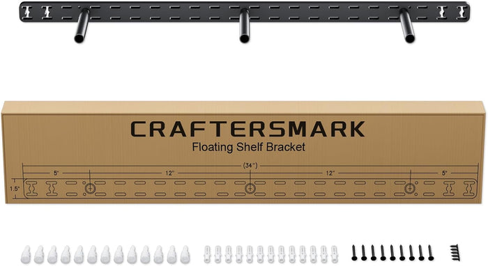 1pc Floating Shelf Hardware Heavy Duty Hidden Shelf Brackets Support,Wall Mounting Invisible Floating Shelves Bracket Without Jig (34" x 6" x 1.5" Without Tools)