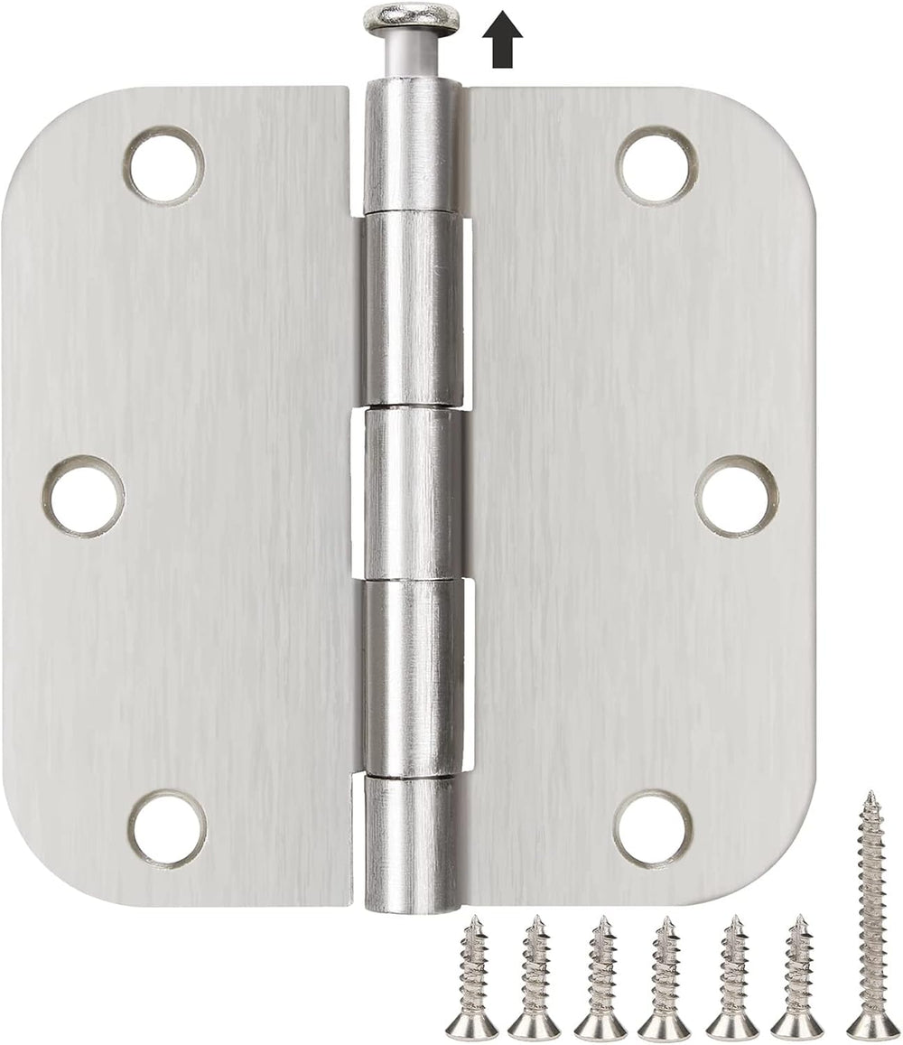 42 Pack Rounded Door Hinges Brushed Nickel 3.5 Inch Interior 5/8" 3-1/2&...