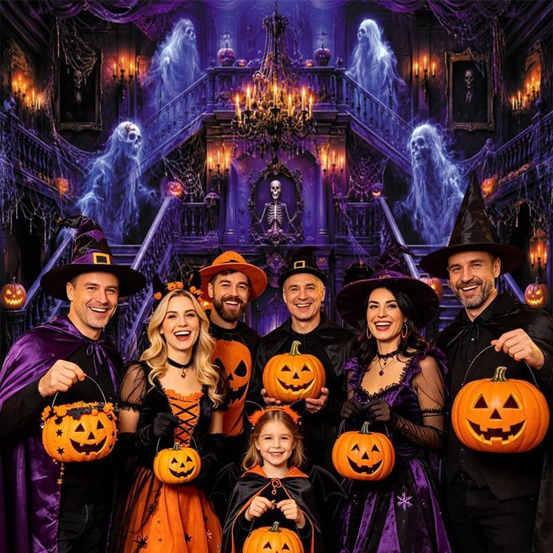 Leowefowa Halloween Spooky Medieval Castle Backdrop for Photography 10x8ft