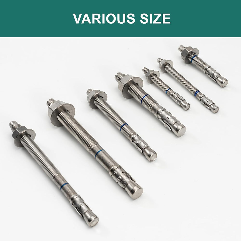 1/2" x 10" Concrete Anchors (10 Pack) 1/2 inch Wedge Anchors Bolts ...