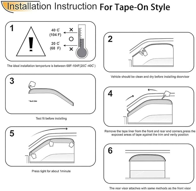 Side Window Wind Deflector fit for 2002-2006 Nissan Altima Sedan, Dark Somke