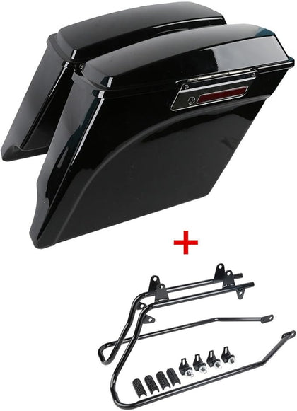 XFMT 5" Vivid Black Stretched Extended Hard Saddlebags Compatible