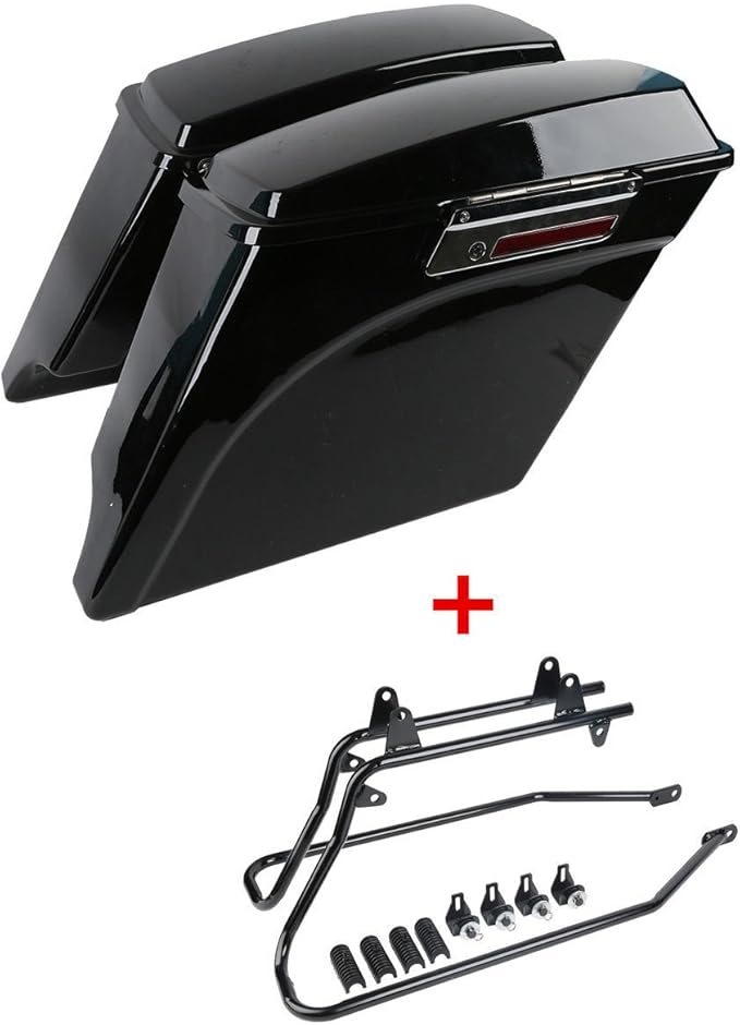 XFMT 5" Vivid Black Stretched Extended Hard Saddlebags Compatible