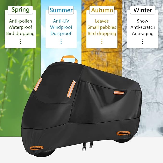 SECELES 300D Motorcycle Cover Heavy Duty, SECELES All Season Durable Scooter