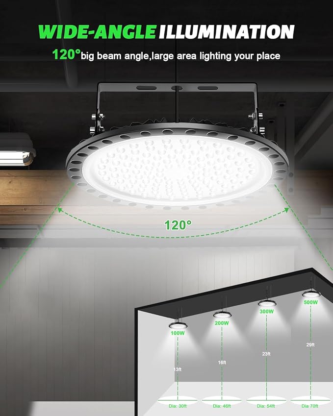 Viugreum High Bay LED Shop Lights, 500W UFO LED High Bay Light 50, 000LM 120V...