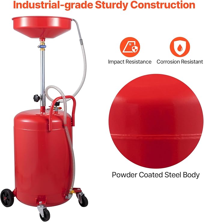 VEVOR 20-Gallon Waste Oil Drain Tank, Air Operated Portable Oil Drainer