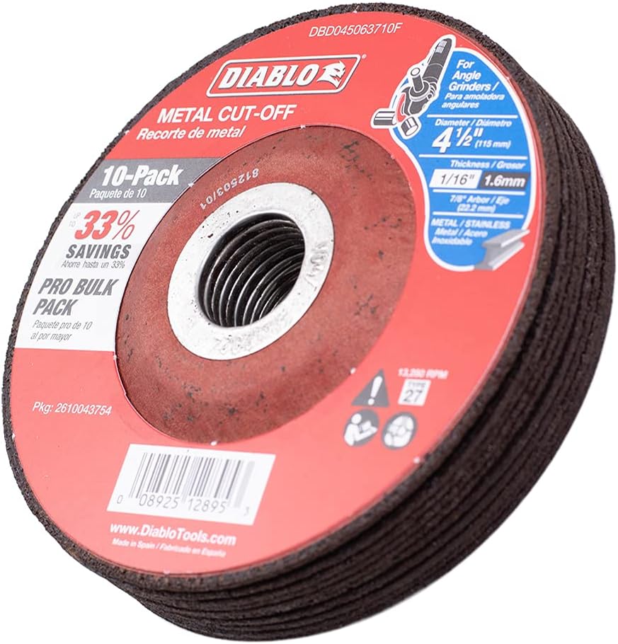 DIABLO 4 1/2 INCH METAL CUT-OFF DISC .0625 INCH THICK - 7/8 INCH (22.2mm) ARB...