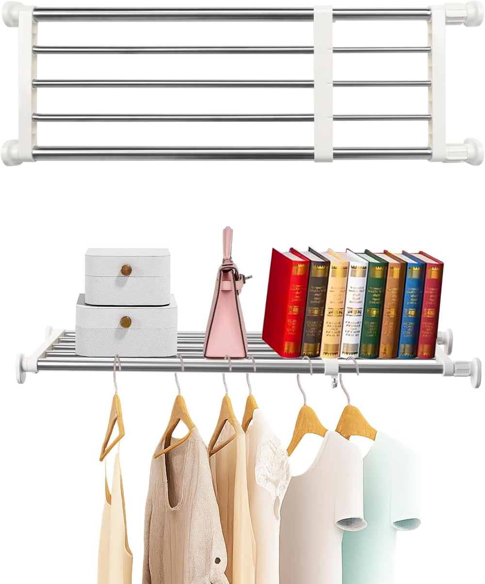 BAOYOUNI Closet Tension Shelf Adjustable Organizer 19.7-31.5" Ivory
