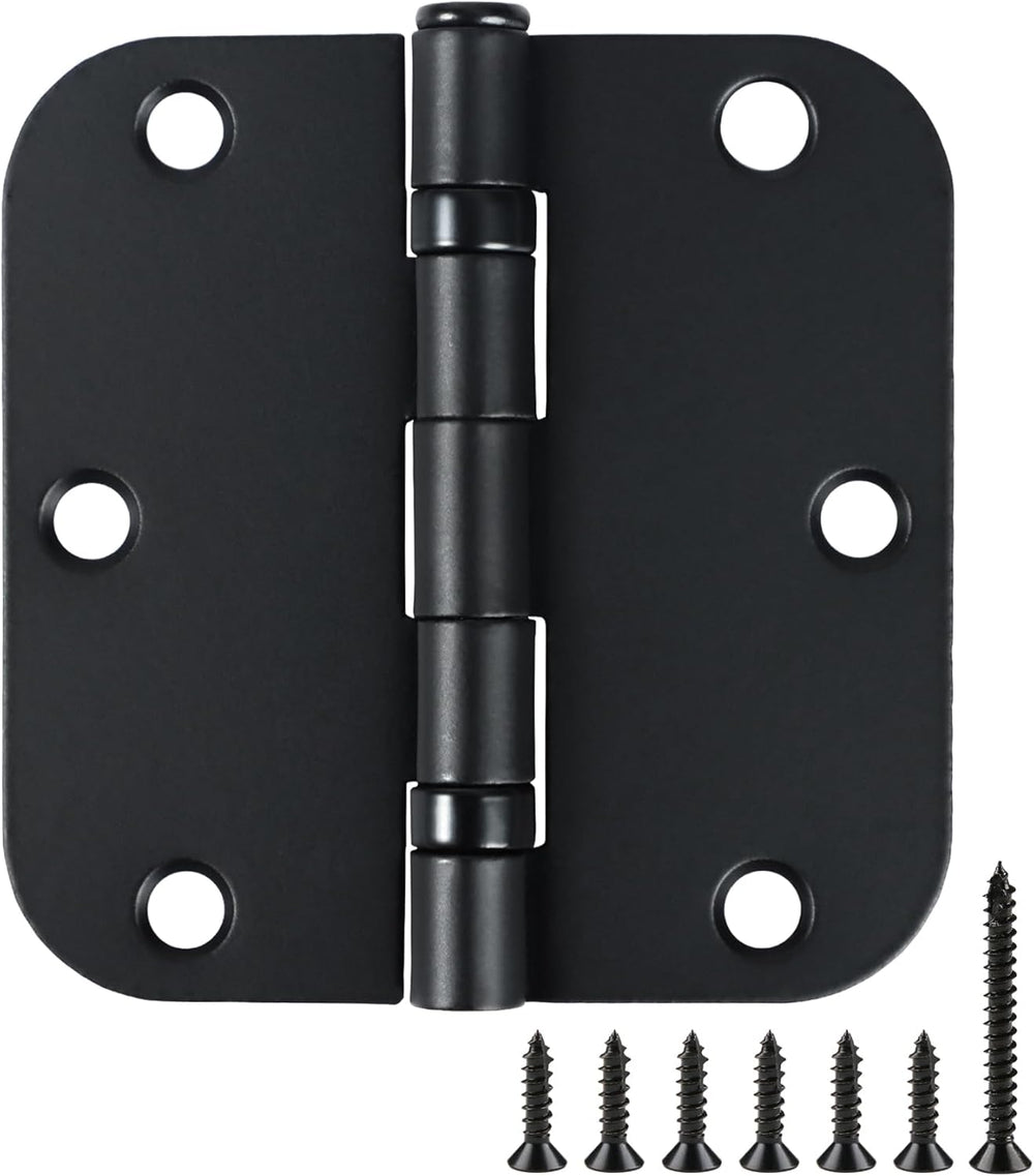 24 Pack Ball Bearing Door Hinges Matte Black 3.5 Inch 5/8"Radius Rounded...