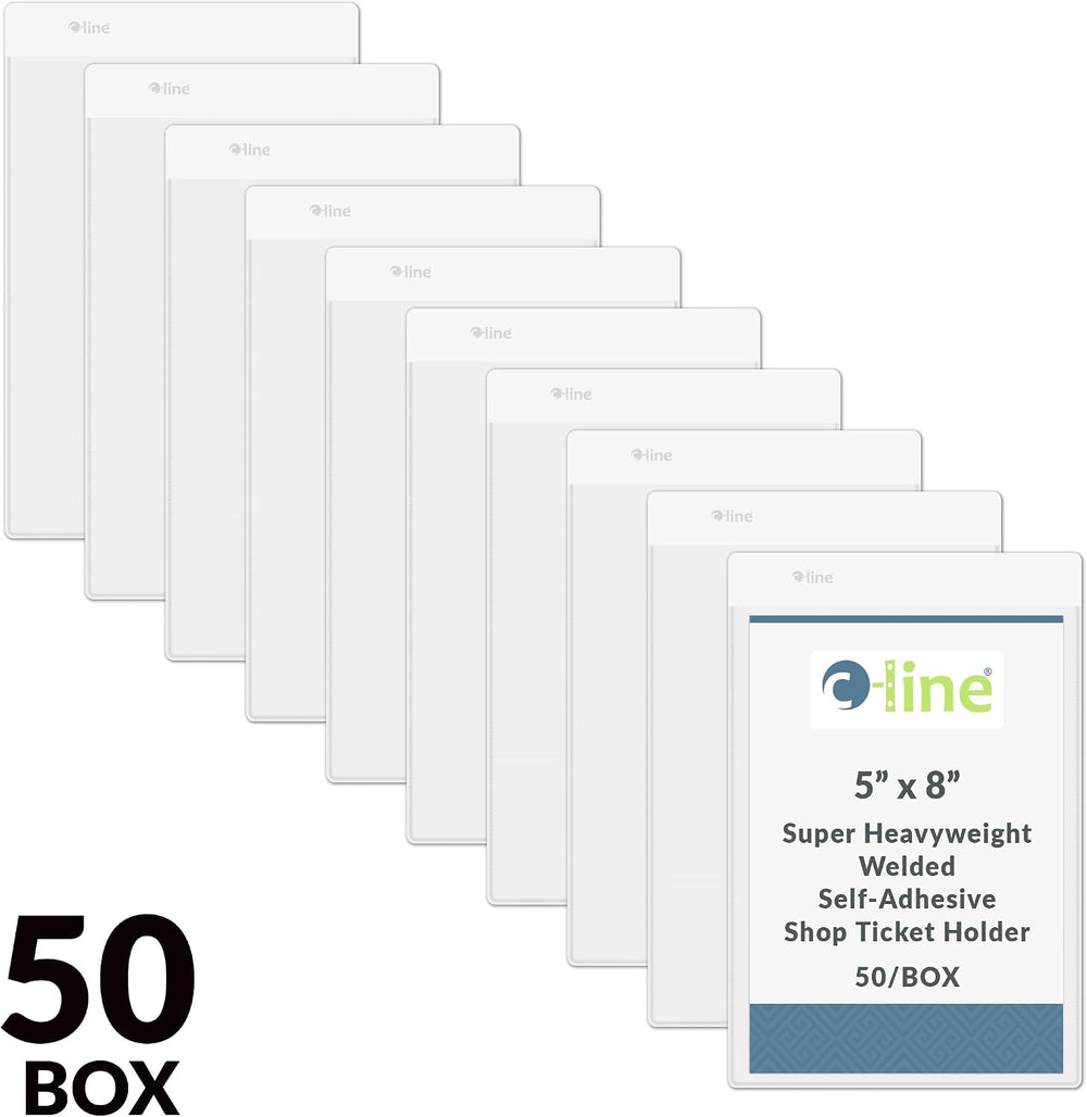 C-Line Clear Shop Ticket Holder, Self-Adhesive, 5 x 8, 50/Bx (70058)