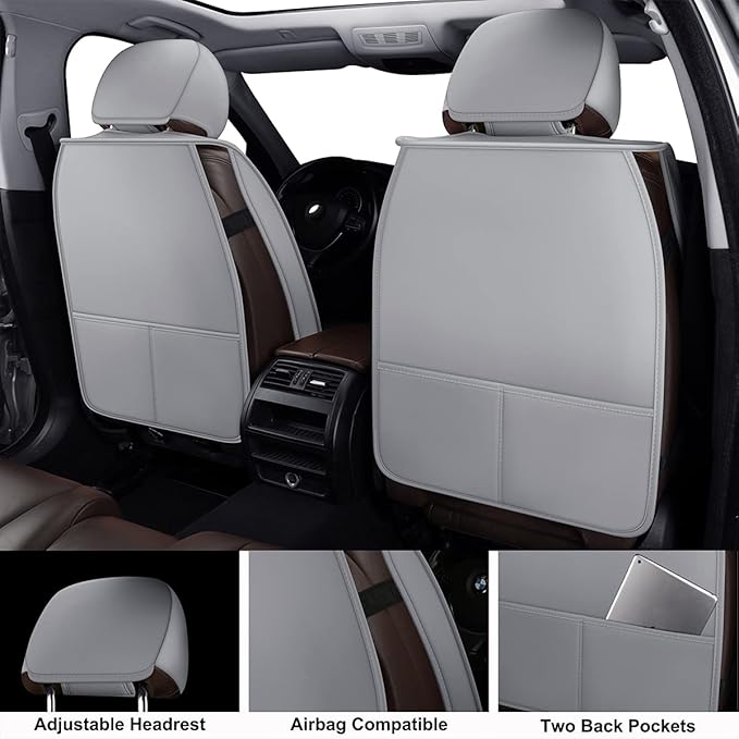LINGVIDO Car Seat Covers, Breathable and Waterproof Faux Leather Automotive