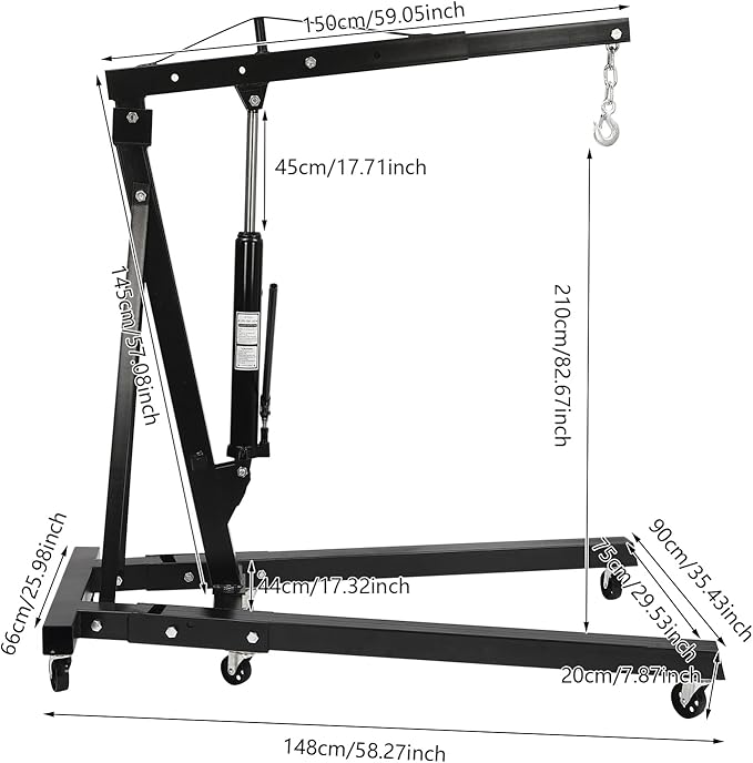 LOYALHEARTDY 2 Ton Hydraulic Engine Hoist, Folding Engine Lift