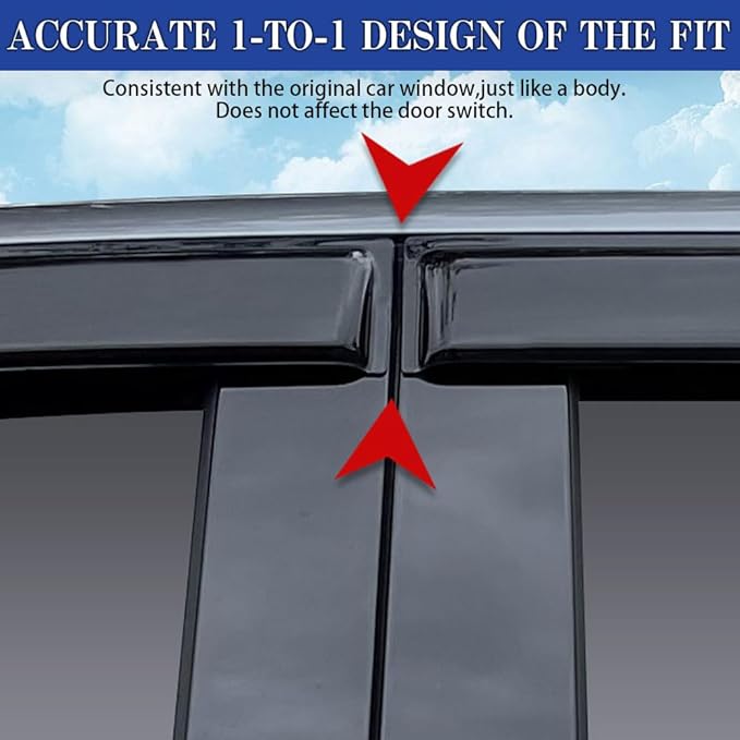 Rain Guards for WRX & WRX STi 2015-2021 Models, Tape-on Side Window Defle...