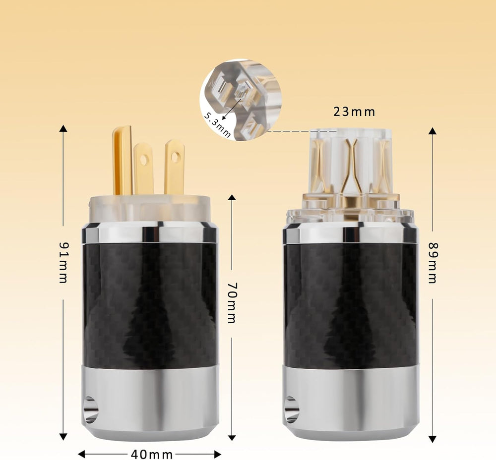 Audio Power Plug Black Carbon Fiber Transparent Aluminum Shell(Gold Plated)