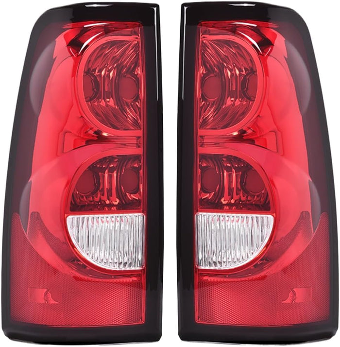 PIT66 Tail Lights Fit 2003 2004 2005 2006 Chevy Silverado | Fit 2003-2006 Chevy Silverado Rear Light Lamp Assembly Driver And Passenger Side Red Clear Lens GM2800174, GM2801174