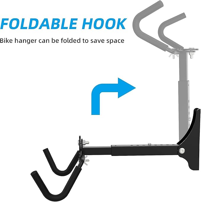 Foldable Bike Wall Mount Rack, Bicycle Rack Storage, Horizontal Bicycle Stora...