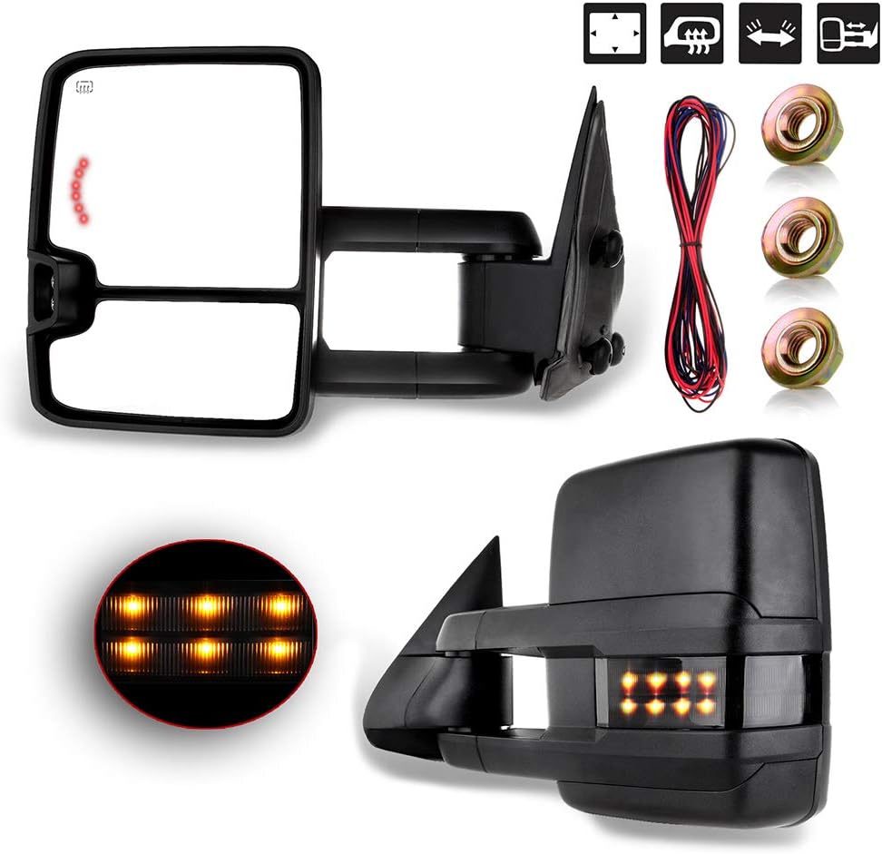 A Pair Heated Towing Mirrors Fits 1999-2002 for Chevy Silverado for GMC Sierr...