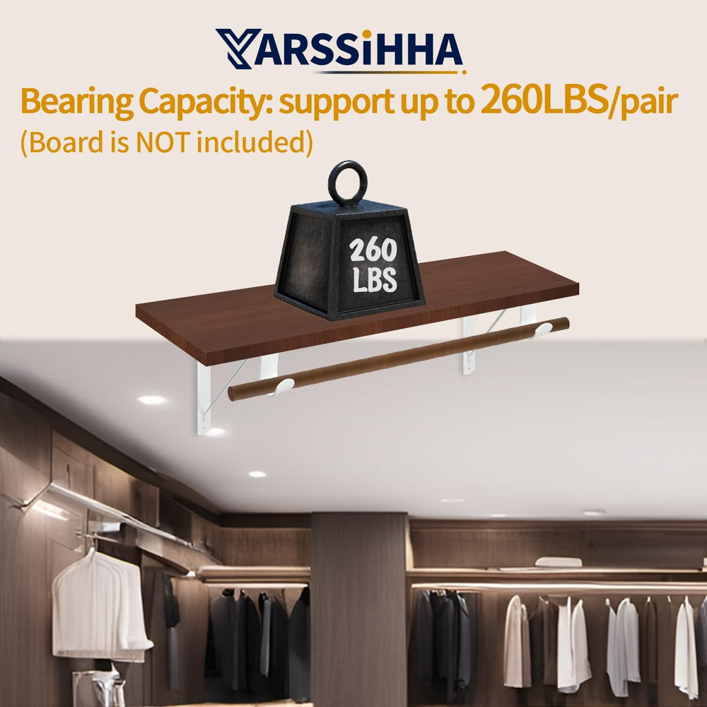 Yarssihha 6 Pack Closet Rod Bracket, 12 x 10.4 Inch Wall Mounted Closet Shelf...