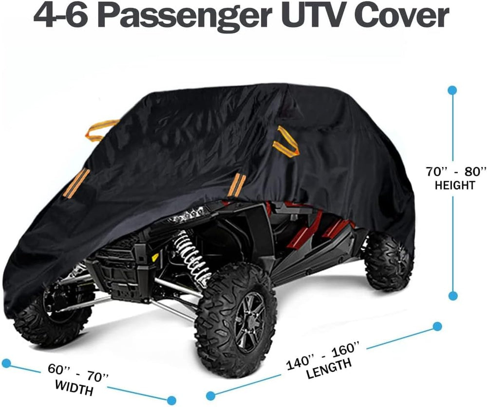 UTV Cover Waterproof Heavy Duty 4-6 Seater Cover Black Oxford Cloth Protectio...