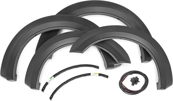 Rough Country Sport Fender Flares for Ford F-250/F-350 Super Duty (2017-2022) - 1" Tire Coverage, 7" Height, UV-Resistant ABS, Paintable Matte Black