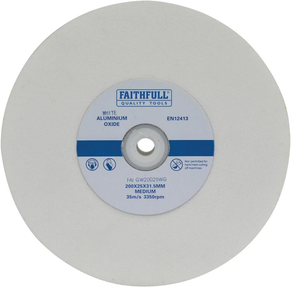 Faithfull FAIGW20025WG 200 x 25mm Medium General Purpose Grinding Wheel - White