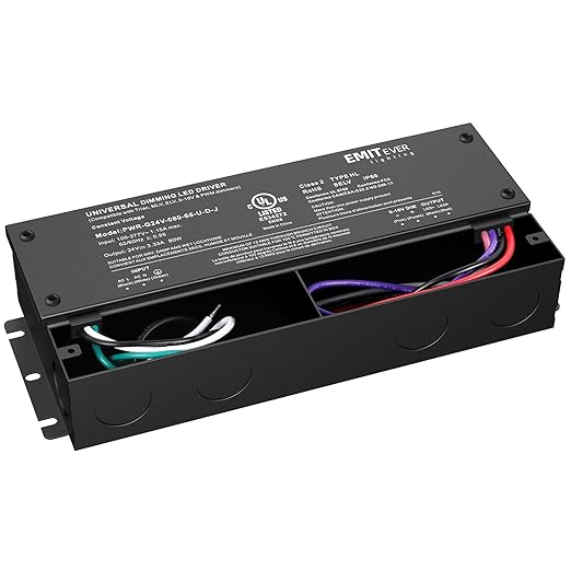 EMITEVER Dimmable Led Driver, 80W AC 110V-277V to DC 24V Transformer, 5-in-1