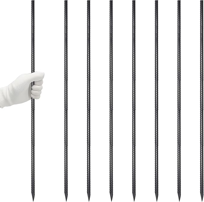 VVOKGO Rebar Stakes 48 Inch 8-Pack Concrete Form Stakes Heavy Duty Straight