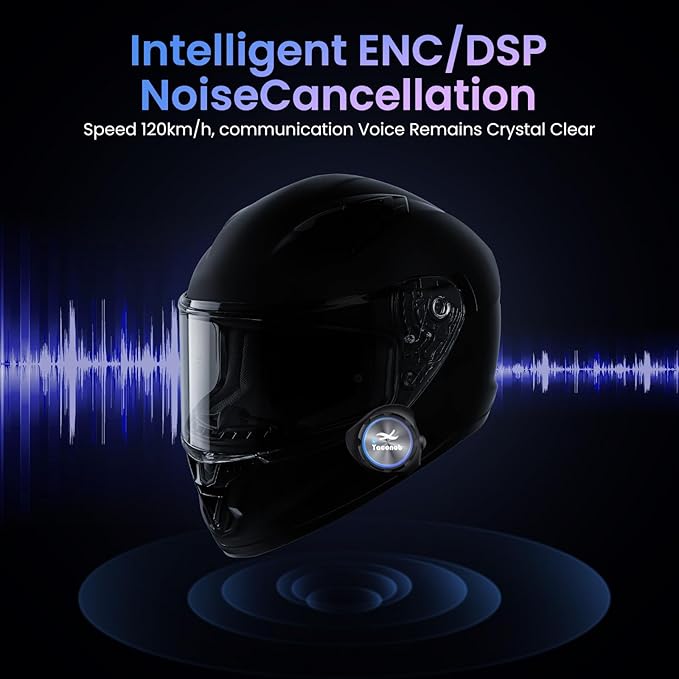 Y3 Helmet Bluetooth Intercom Headset, Auto Answer Phone, Active Noise (2 Pack)