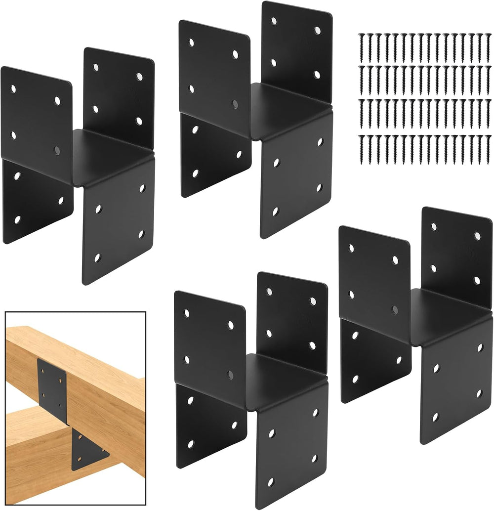 4-Pack 4x4 Deck Post Caps Tie Brackets, Base Anchor Mount for Wood
