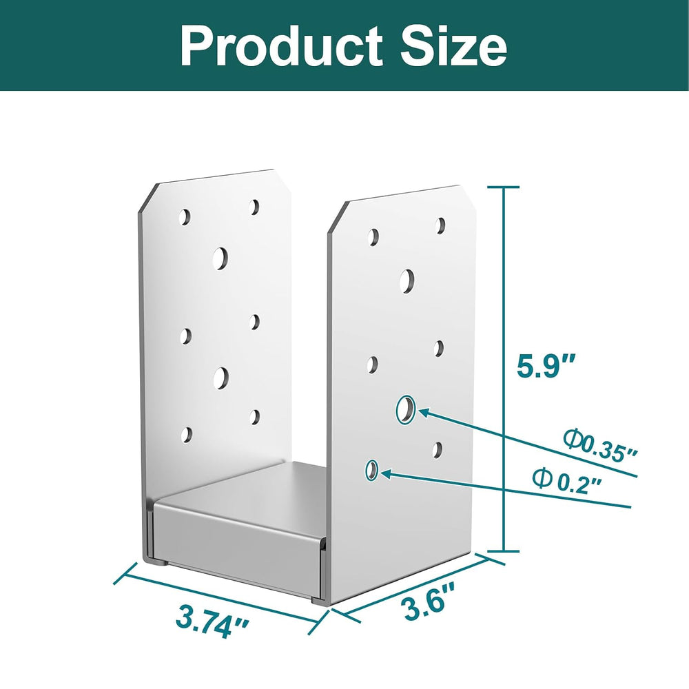 SPACEEUP 4x4 Post Base 4 Pcs, Internal 3.5" x 3.5" Post Anchor Adju...
