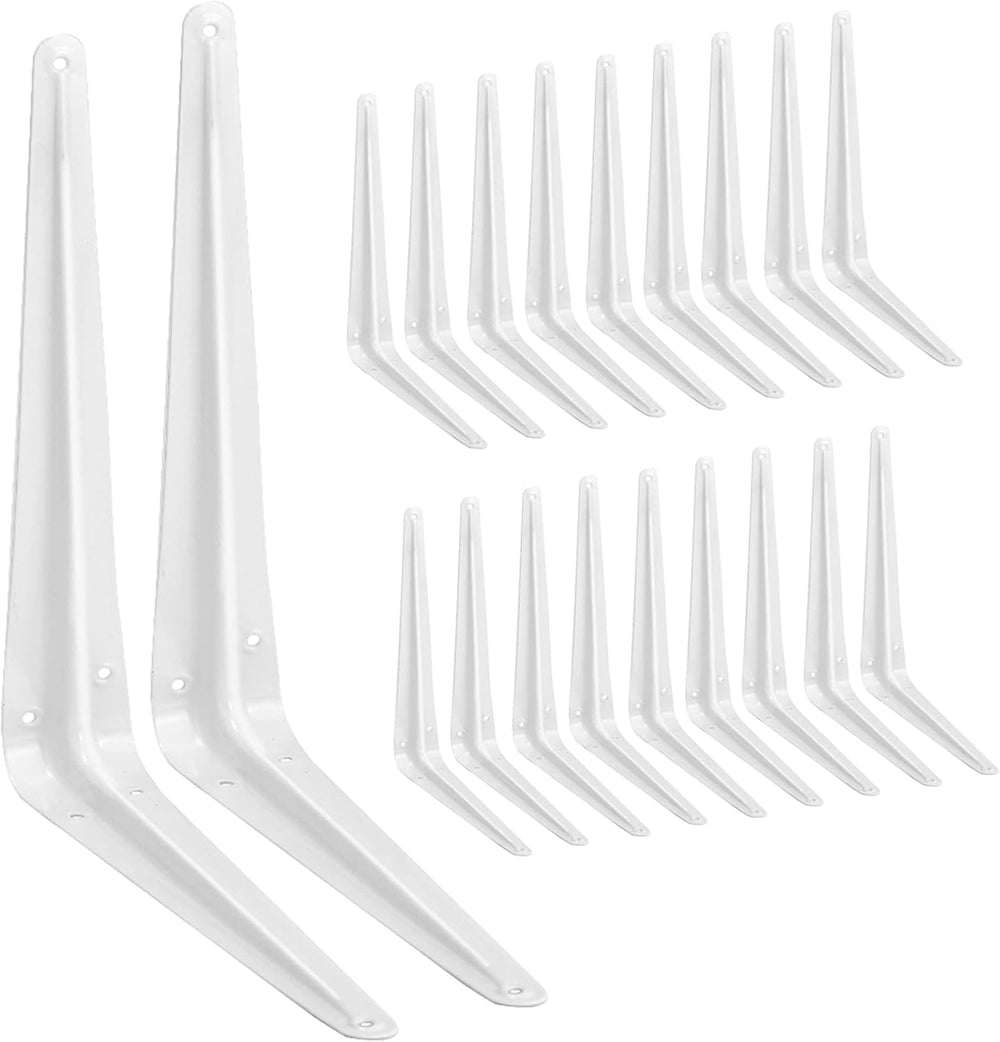 20 Pack Shelf Brackets 10 Inches White, Heavy Duty Steel Metal L Brackets for...
