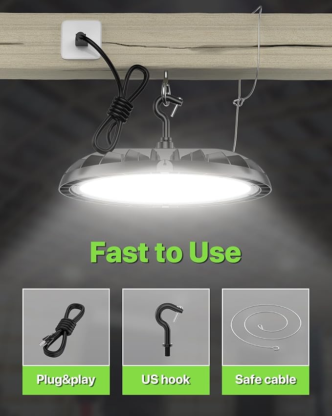 200W UFO LED High Bay Light 6-Pack 150LM/W 30, 000LM Output Led Shop Lights