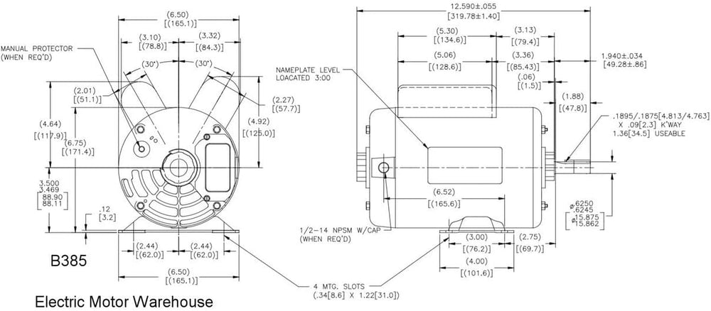 5 HP SPL 3450rpm P56 Frame 230 Volts Replacement Air Compressor Motor - Centu...