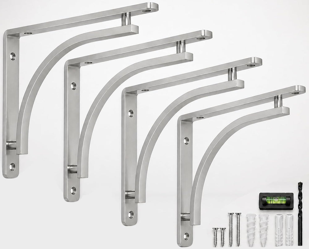 Classic Silver Heavy Duty Shelf Brackets 8 inch by Balin Designs – Chrome L B...