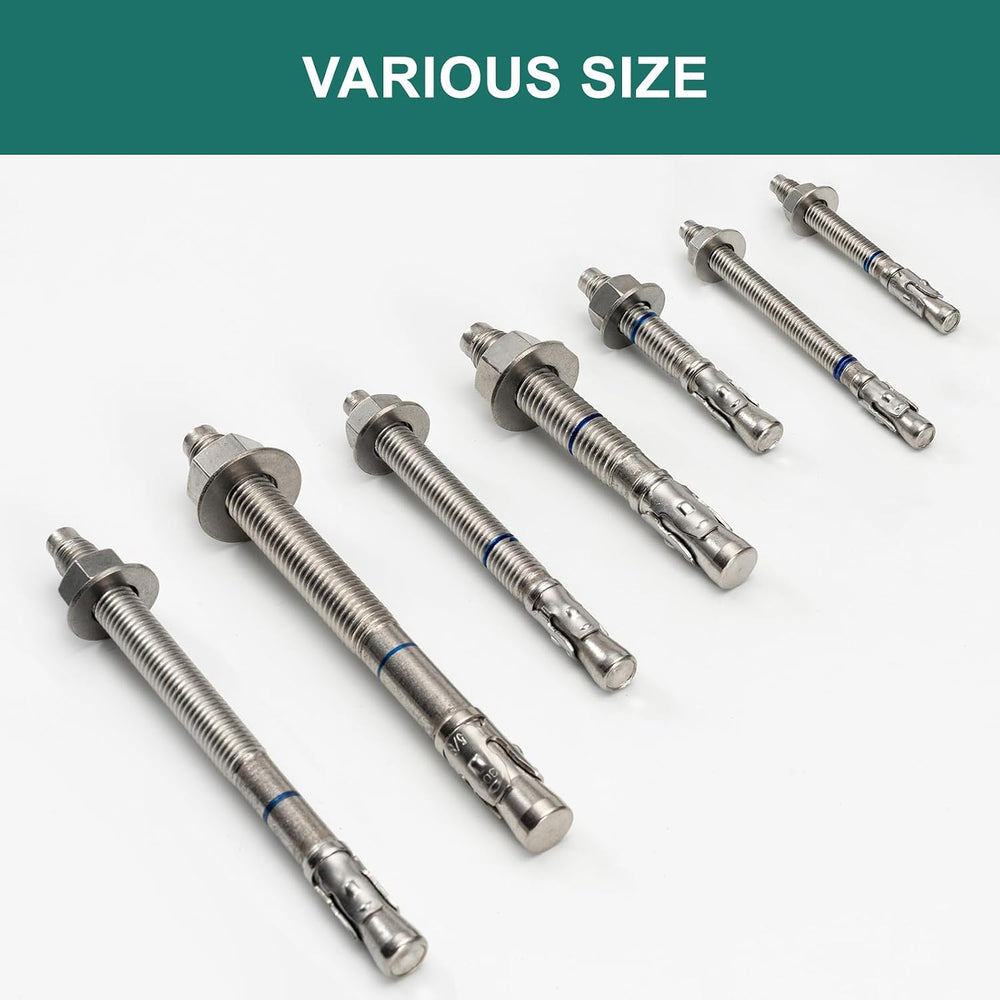 5/8" x 5" Concrete Anchors (12 Pack) 5/8 inch Wedge Anchors Bolts S...