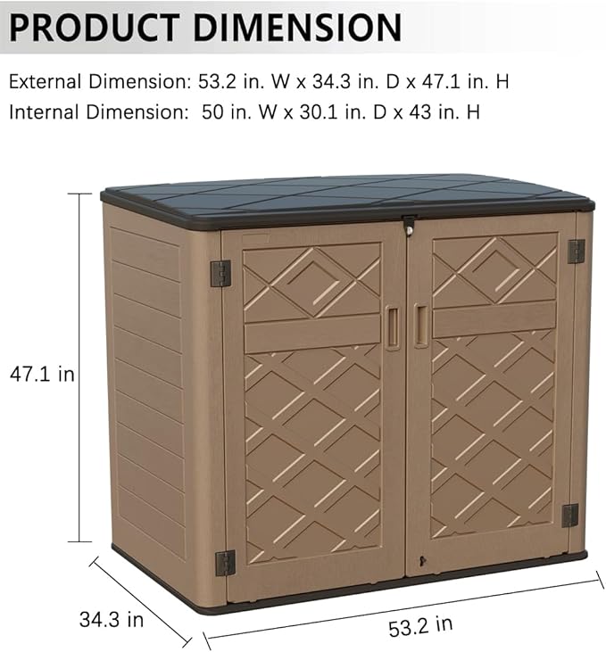 KINYING Larger Outdoor Storage Shed Weather Resistance, Resin Sheds & Out...