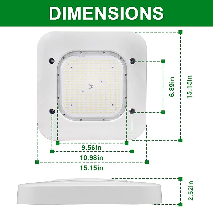 OSTEK 2 Pack LED Gas Station Canopy Light, 150W Carport Ceiling Light 5700K