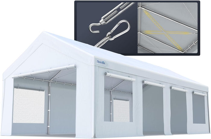 Quictent Heavy Duty 13x25 ft Carports with Side Zipper Doors