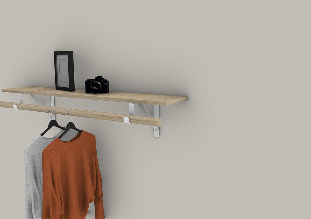 QCAA Heavy Duty Shelf Rod Bracket, 12.6" x 10.5", Powder Coated Whi...