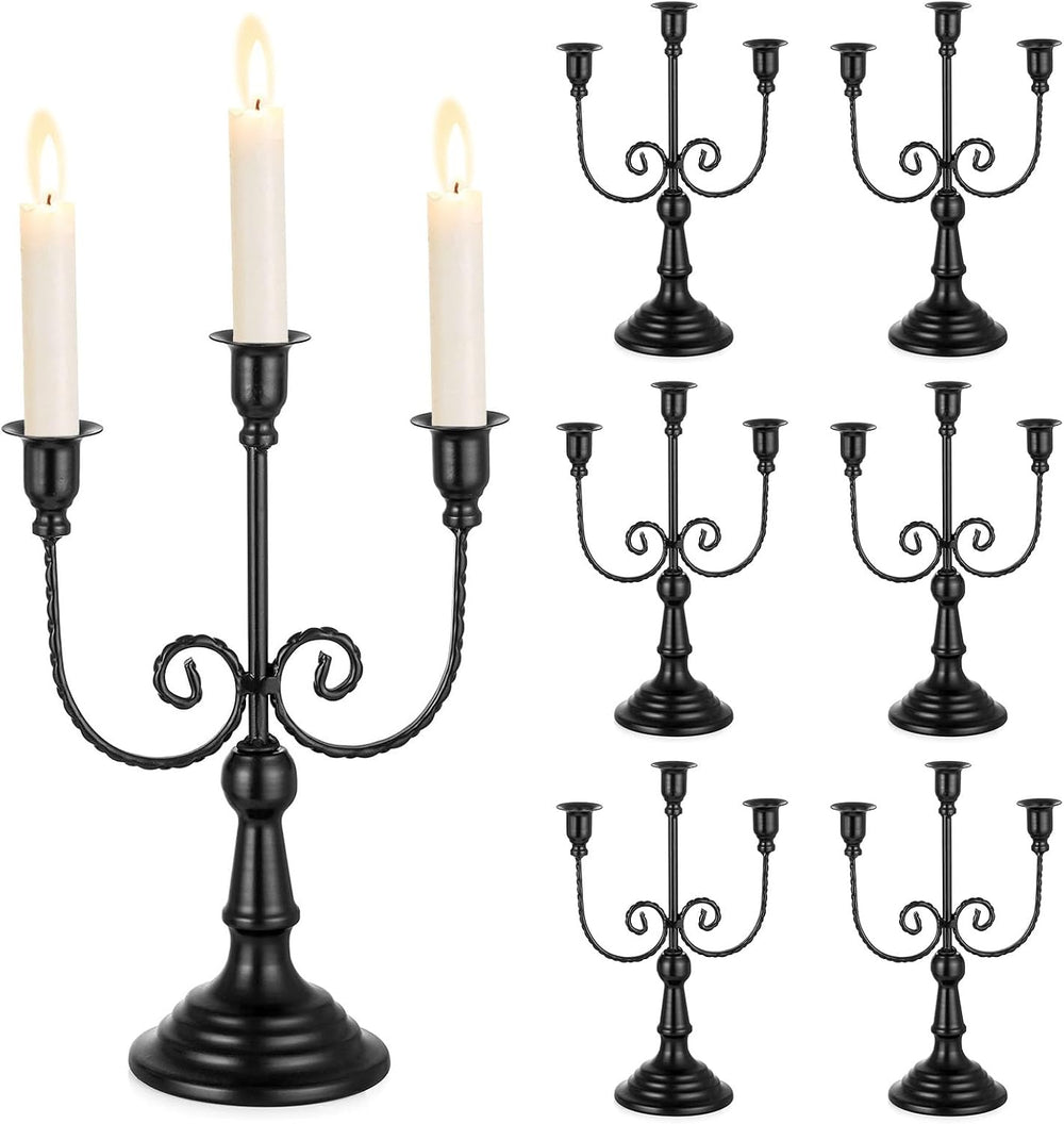 Sziqiqi Halloween Candelabra Candle Holder: 3 Arms Black Candelabra