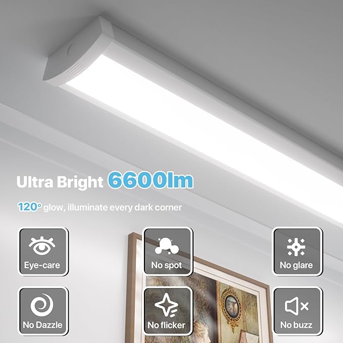 HYPERLITE 4FT LED Wraparound Light 6600LM, 60W/50W/40W, 4000K LED Shop Lights