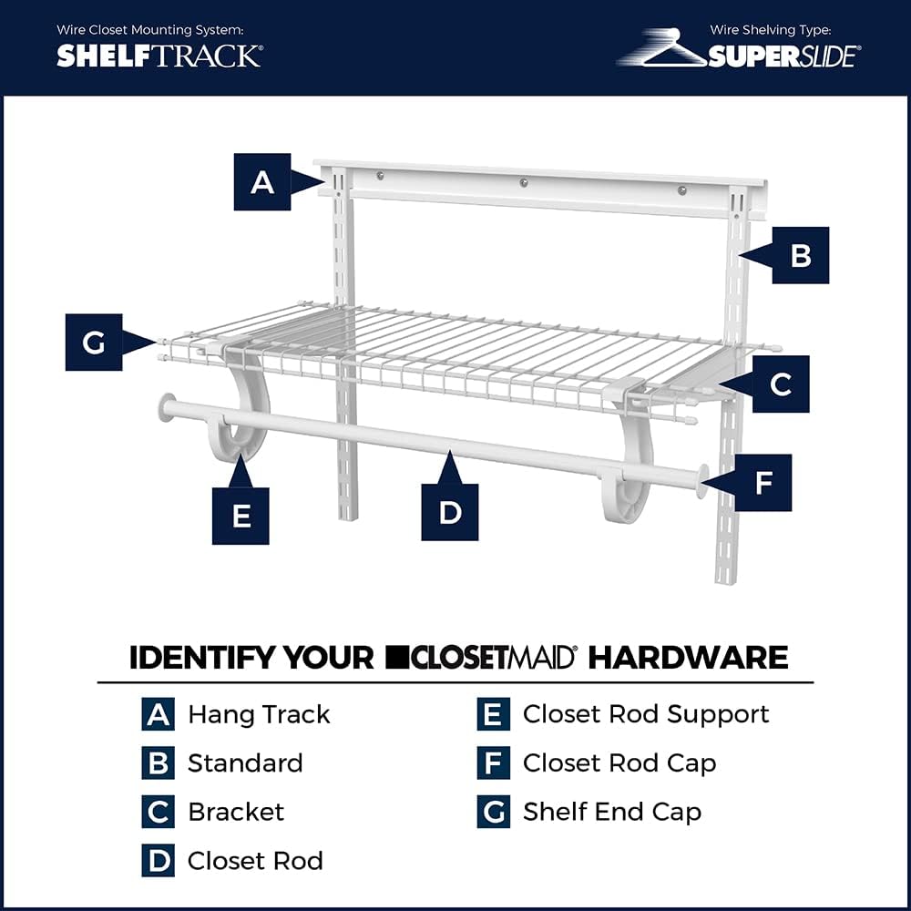 ClosetMaid 2854 ShelfTrack Locking Shelf Bracket for 16 in. Deep Wire Shelvin...
