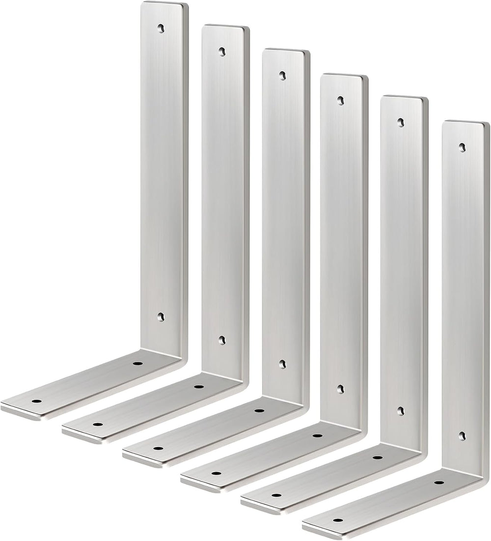 Floating Shelf Bracket Stainless Steel 10 Inch, 6 Pack Heavy Duty Shelf Brack...