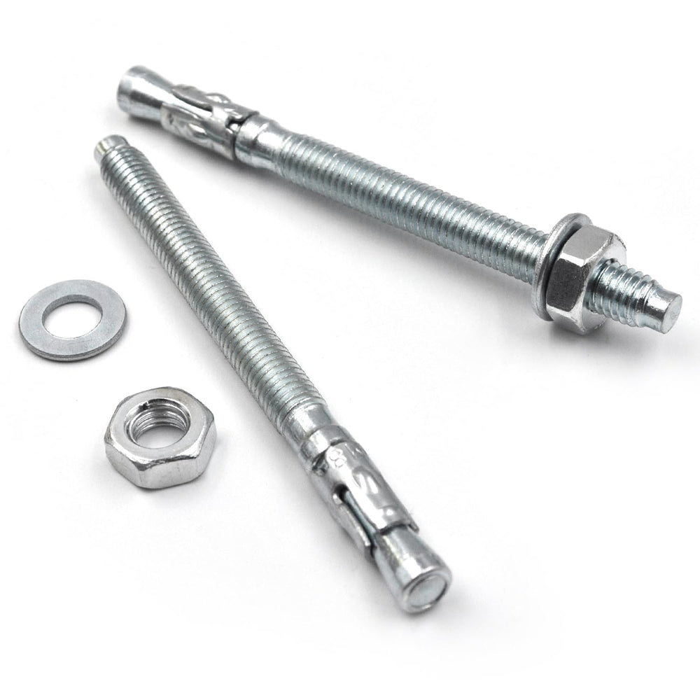 100-Pcs Wedge Anchors for Concrete,5/16" x 4"(M8x100mm) Zinc Plated...