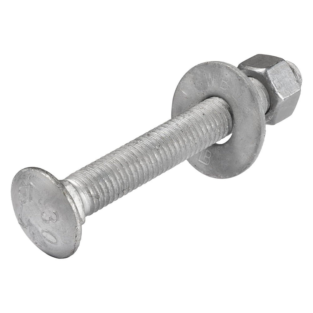3/8" x 3-1/2" (50 Pack) Galvanized Carriage Bolt Kit, Grade 307A, H...