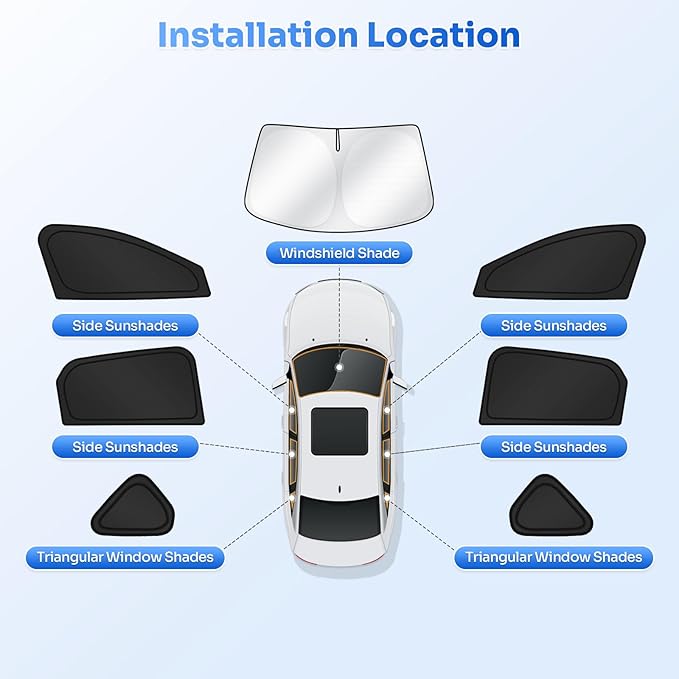 Sunshades for 2025 2026 Kia K4 Accessories Windshield Sun Shade Side Rear (7PCS)
